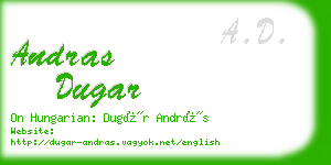 andras dugar business card